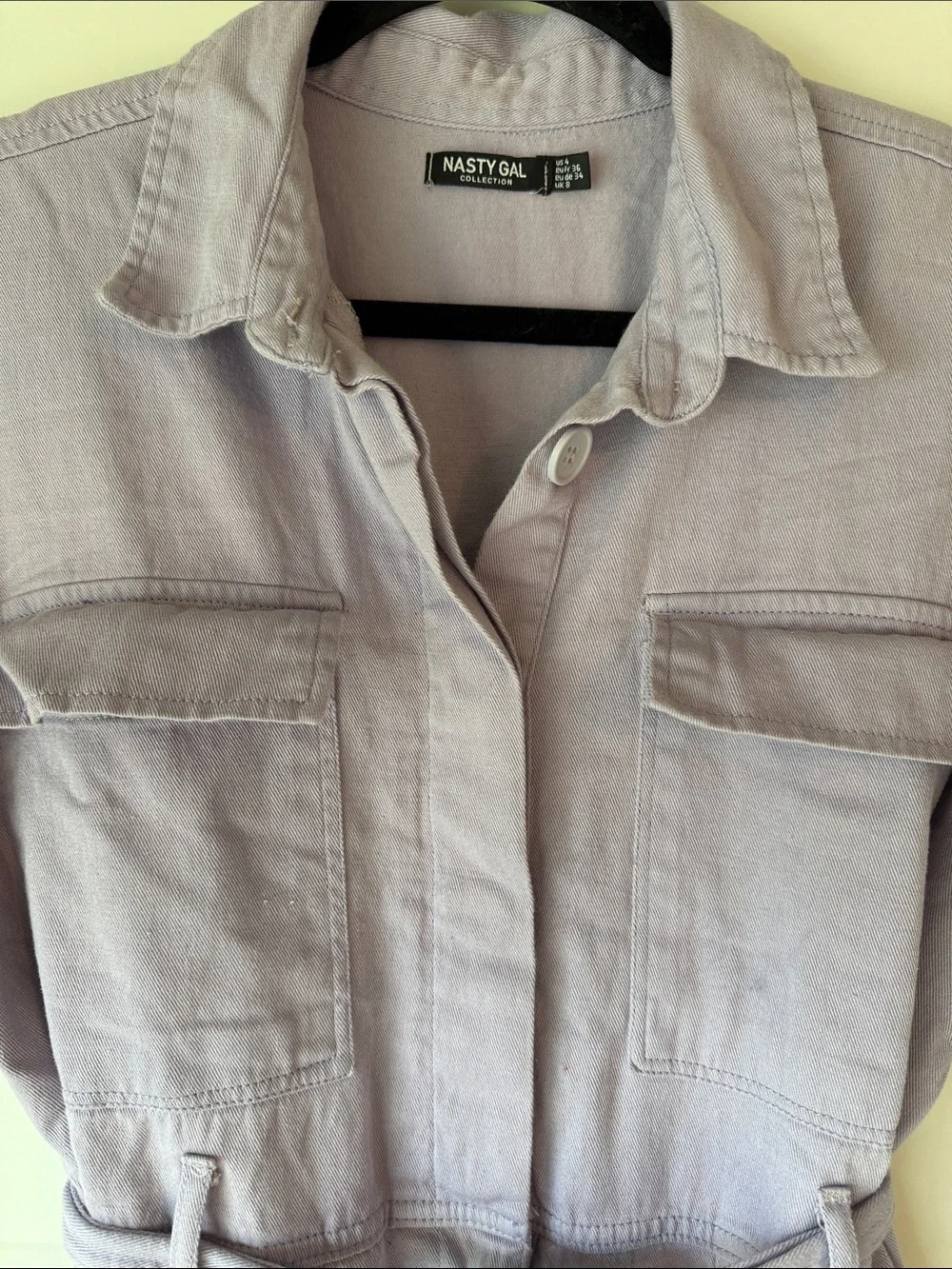 Nasty Gal Lavender Tie-Waist Utility Jumpsuit - Picture 3 of 8